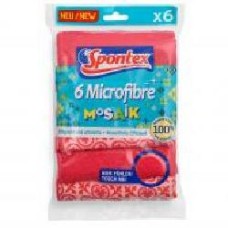 Салфетка универсальная SPONTEX Салфетки Spontex Mosaik PINK микрофибра 6 шт. 30х30 см 6 шт./уп. / розовый