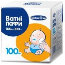 Ватные пафы Білосніжка 100x100 мм 100 шт. (квадратная)