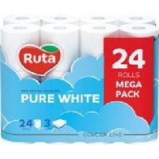 Туалетная бумага Ruta Pure White 24рул 3ш білий трехслойная 24 шт.