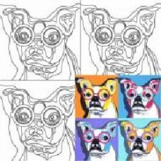 Холст на картоне с контуром «Pop Art Dog' Rosa Start