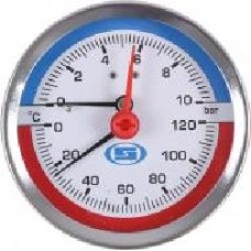 Манометр Gross горизонтальный 1/4 с клапаном 1/2 (120°C) 10.0 Bar