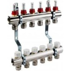 Коллекторная группа с расходомерами и термоклапанами Luxor М30х1,5 6 выходов с евроконусом 16х2