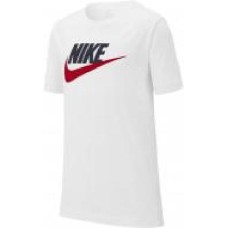 Футболка Nike B NSW TEE FUTURA ICON TD AR5252-107 р.S бело-красный