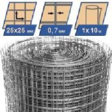 Сетка сварная оцинкованная 25x25x0,7 мм h=1 м рулон